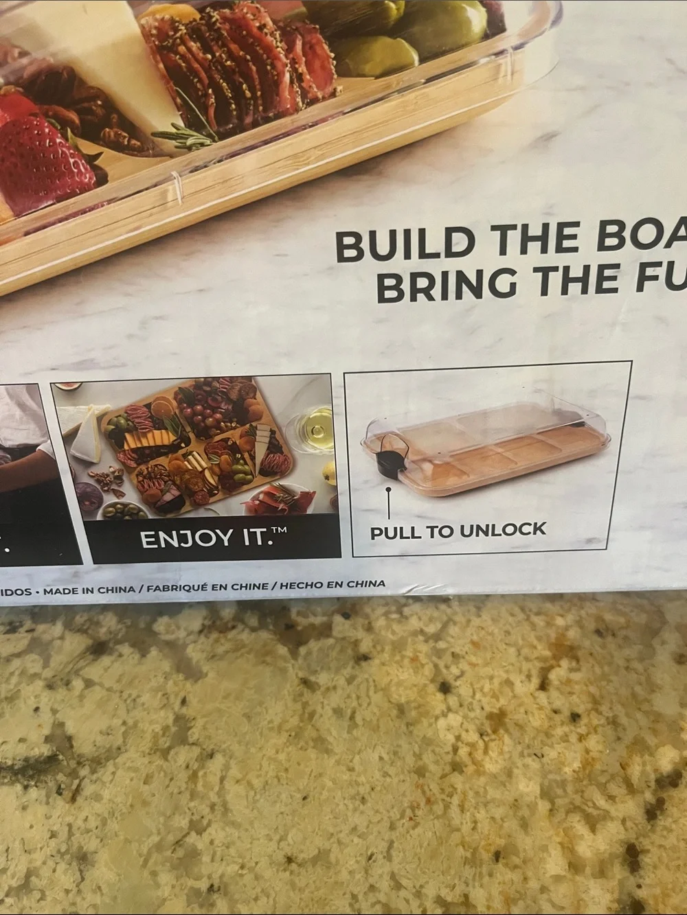 Build-a-Board Bamboo Serving Board with Locking Lid - New